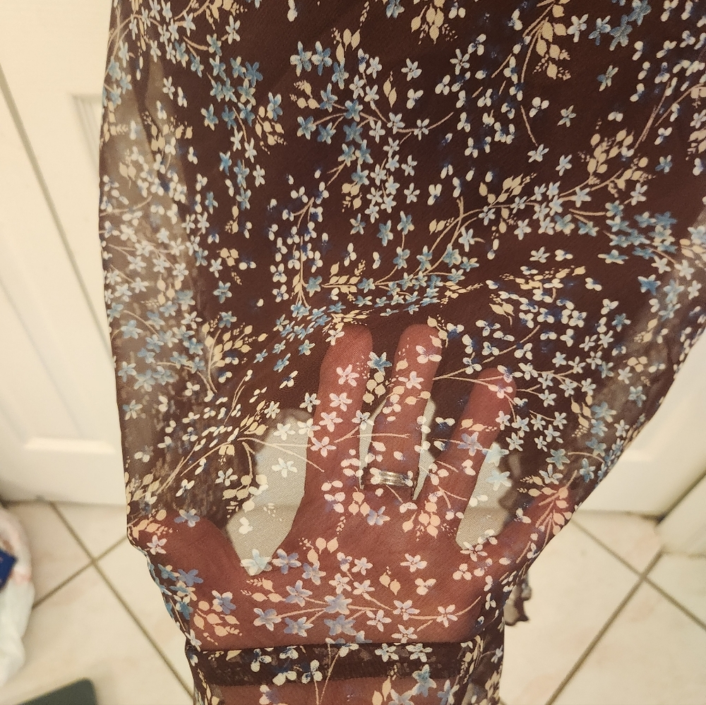 Jonathon Martin Floral Brown And Blue Sleeveless Dress - Picture 3 of 7